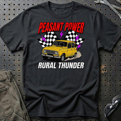 Renault 4 Peasant Power Rural Thunder - Unisex T-Shirt , Bomuld-Beklædning-Renault-Sort-S-Garage Culture Shop- garage - man cave - merchandise