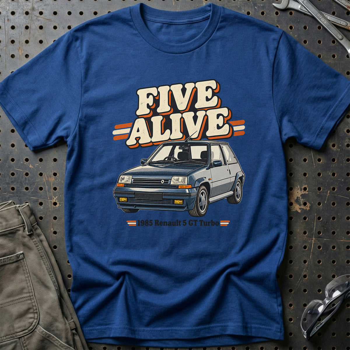 
Renault 5 GT Turbo 1985 – Five Alive T-Shirt – Blå Royal