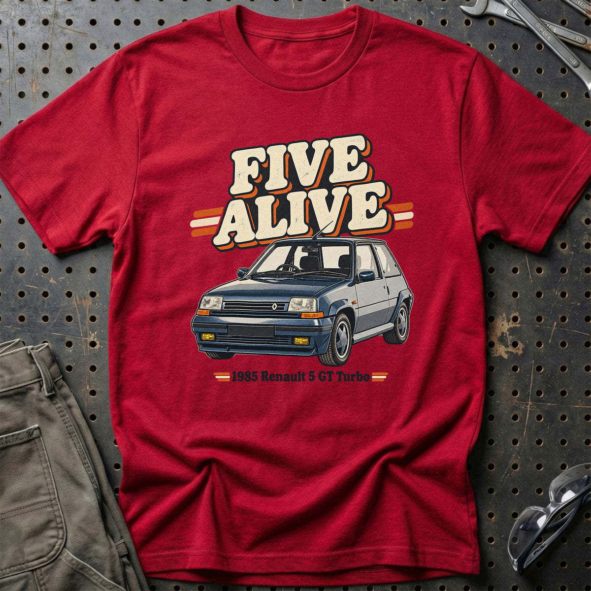 
Renault 5 GT Turbo 1985 – Five Alive T-Shirt – Rød