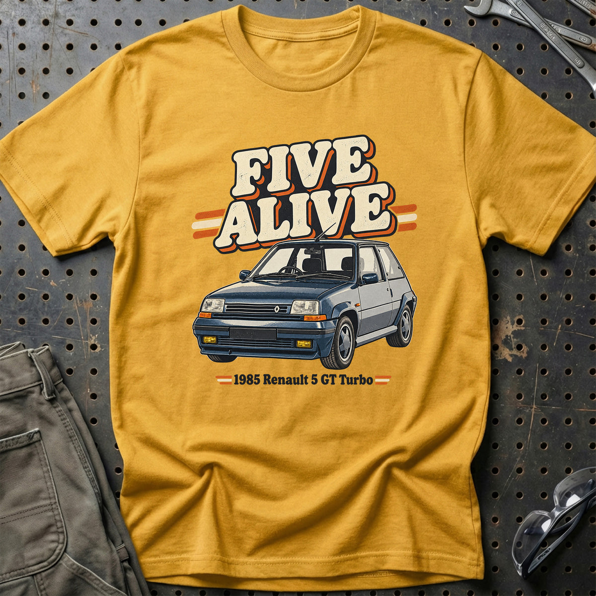 
Renault 5 GT Turbo 1985 – Five Alive T-Shirt – Guld