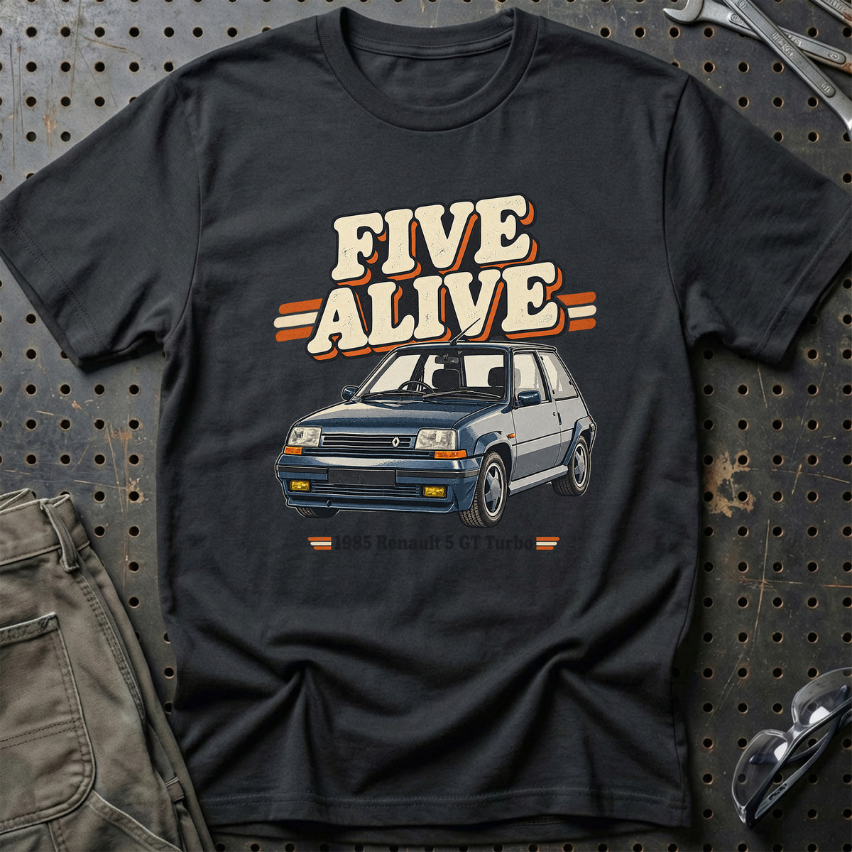 
Renault 5 GT Turbo 1985 – Five Alive T-Shirt – Sort
