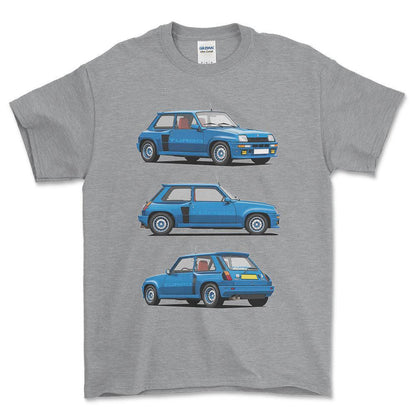 Renault 5 Turbo 1 - One Line Style Unisex T-Shirt-Beklædning-Renault-Grå Sport-S-Forside-Garage Culture Shop- garage - man cave - merchandise