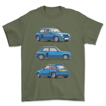 Renault 5 Turbo 1 - One Line Style Unisex T-Shirt-Beklædning-Renault-Grøn Militær-S-Forside-Garage Culture Shop- garage - man cave - merchandise