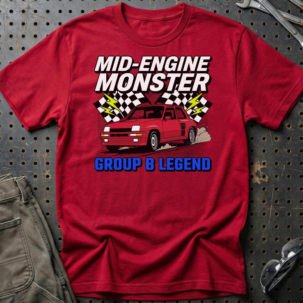 Renault 5 Turbo Mid-Engine Monster Group B Legend T-Shirt-Beklædning-Renault-Rød-S-Garage Culture Shop- garage - man cave - merchandise