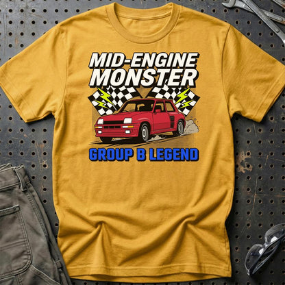 Renault 5 Turbo Mid-Engine Monster Group B Legend - Unisex T-Shirt , Bomuld-Beklædning-Renault-Guld-S-Garage Culture Shop- garage - man cave - merchandise