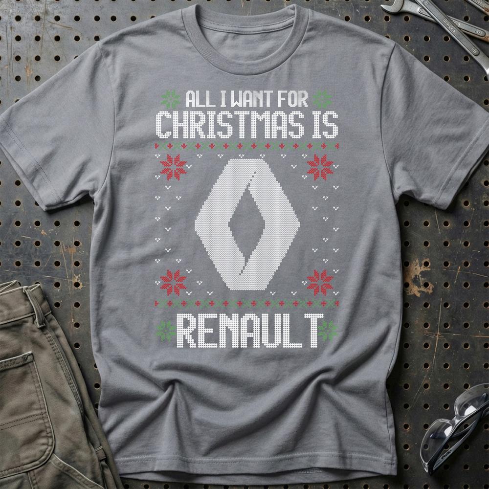 Renault - All I Want For Christmas T-Shirt-Beklædning-Renault-Grå Sport-S-Garage Culture Shop- garage - man cave - merchandise
