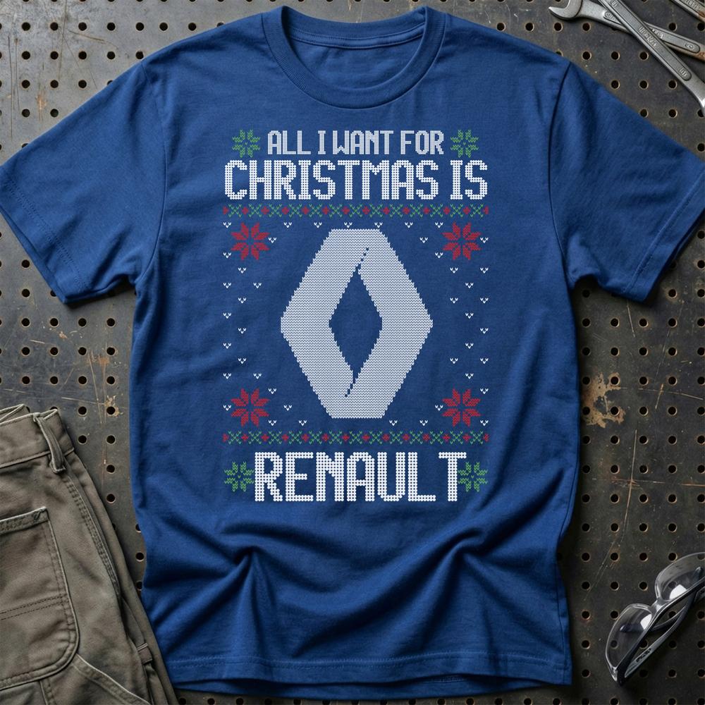 Renault - All I Want For Christmas T-Shirt-Beklædning-Renault-Blå Royal-S-Garage Culture Shop- garage - man cave - merchandise