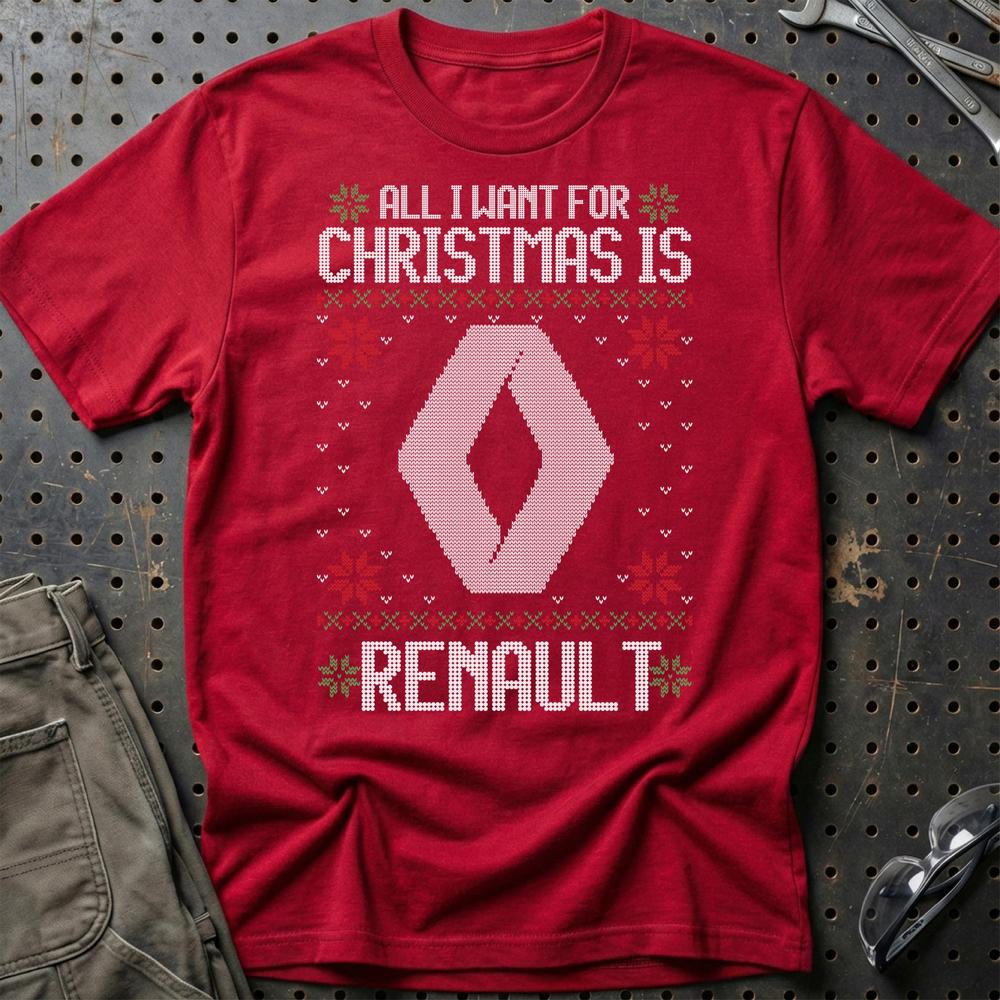 Renault - All I Want For Christmas T-Shirt-Beklædning-Renault-Rød-S-Garage Culture Shop- garage - man cave - merchandise
