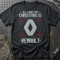 Renault - All I Want For Christmas T-Shirt-Beklædning-Renault-Sort-S-Garage Culture Shop- garage - man cave - merchandise