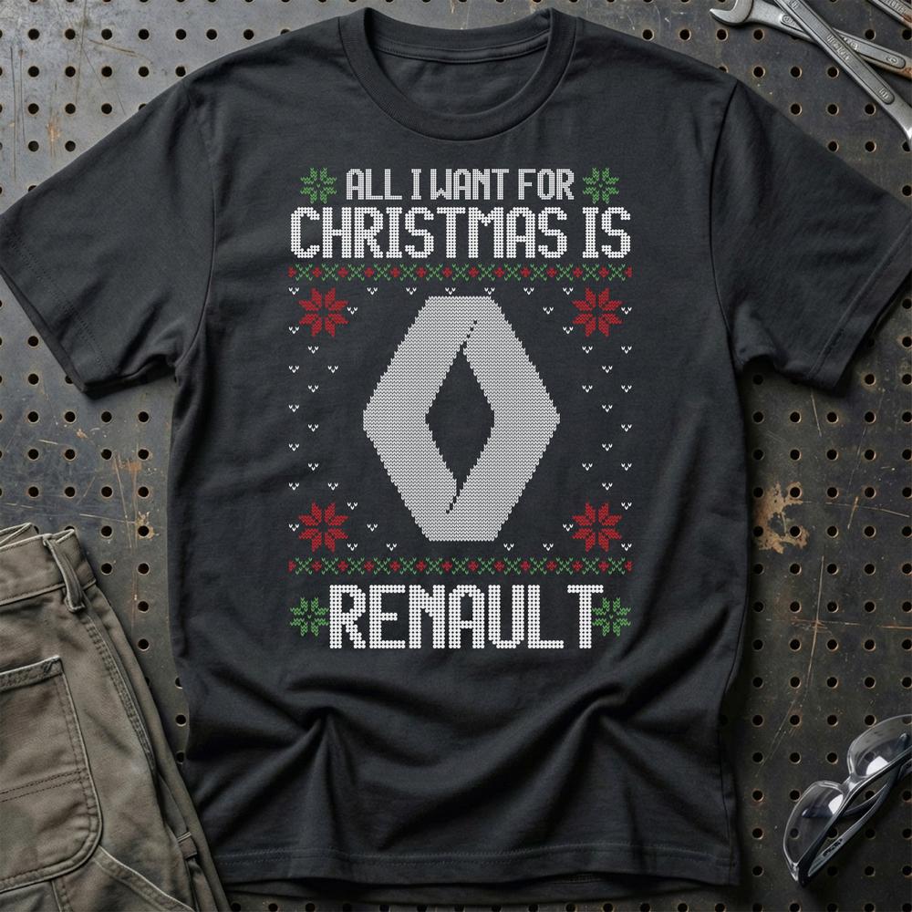 Renault - All I Want For Christmas T-Shirt-Beklædning-Renault-Sort-S-Garage Culture Shop- garage - man cave - merchandise