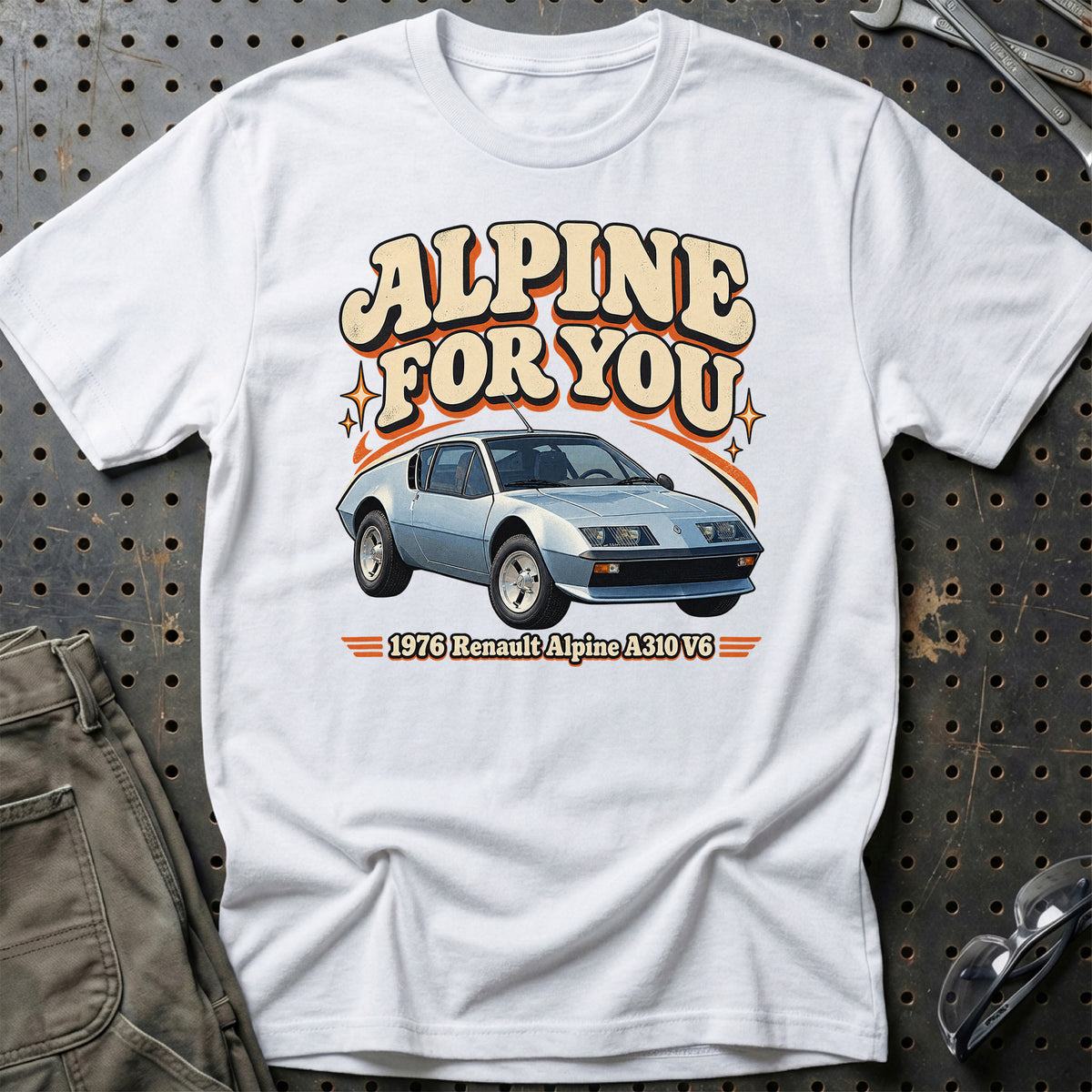 
Renault Alpine A310 V6 1976 – Alpine for You T-Shirt – Hvid