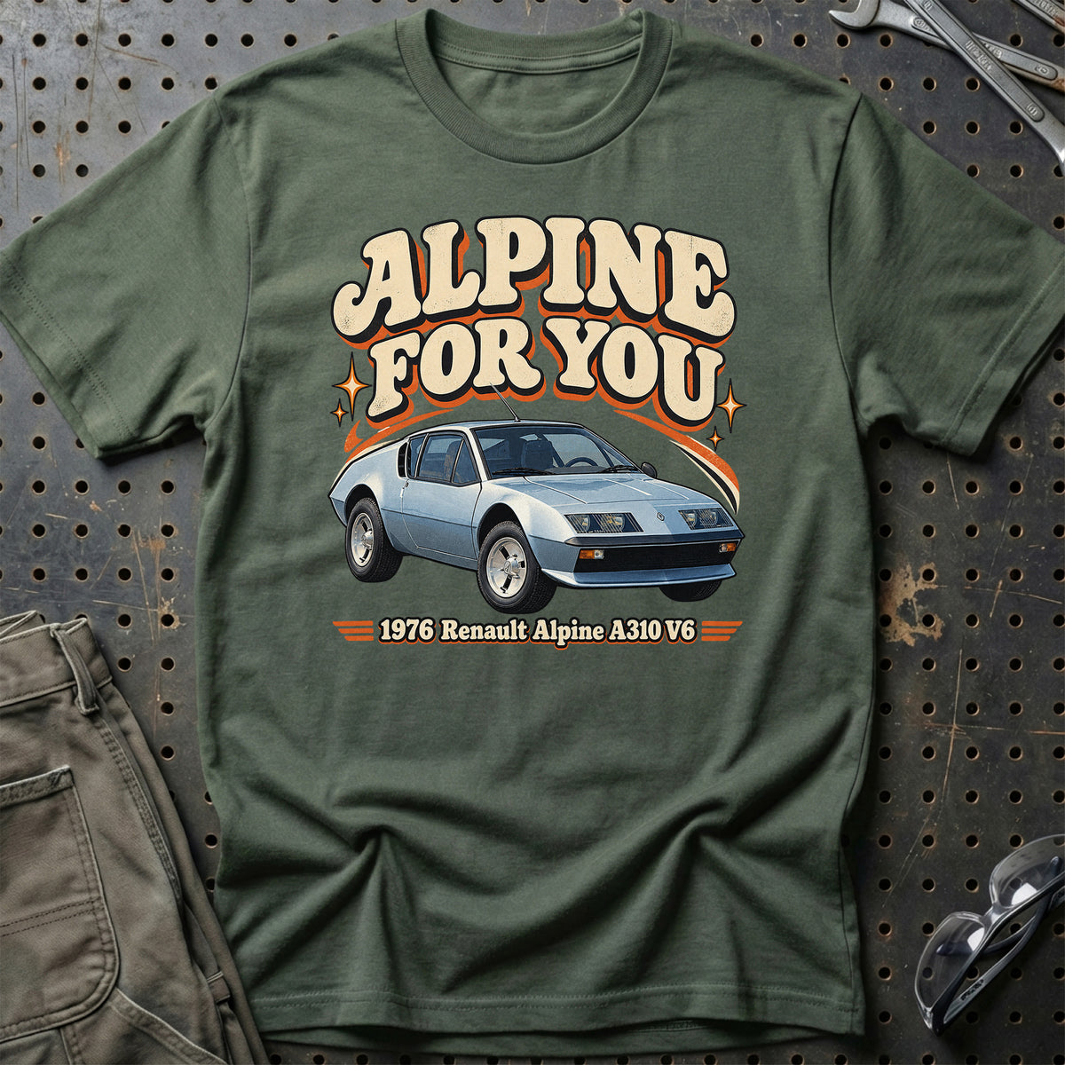 
Renault Alpine A310 V6 1976 – Alpine for You T-Shirt – Grøn Militær