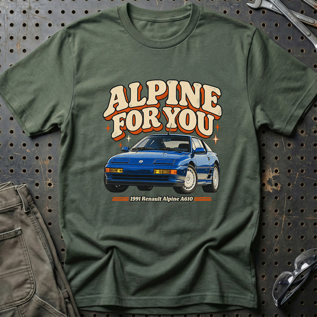 
Renault Alpine A610 1991 – Alpine for You T-Shirt – Grøn Militær