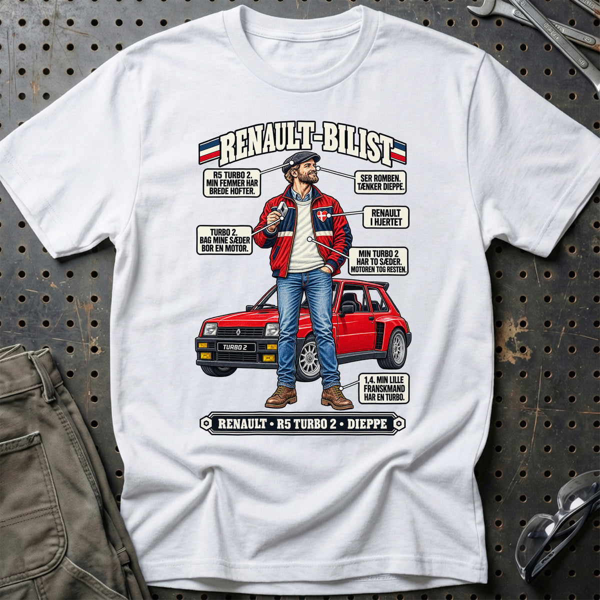 
Renault-Bilist T-Shirt – Hvid
