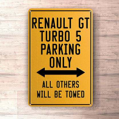Renault Gt Turbo 5 Parking Only Skilte, Musemåtte, Dørmåtte , Plakat-Parking skilte-Renault-Garage Culture Shop- garage - man cave - merchandise