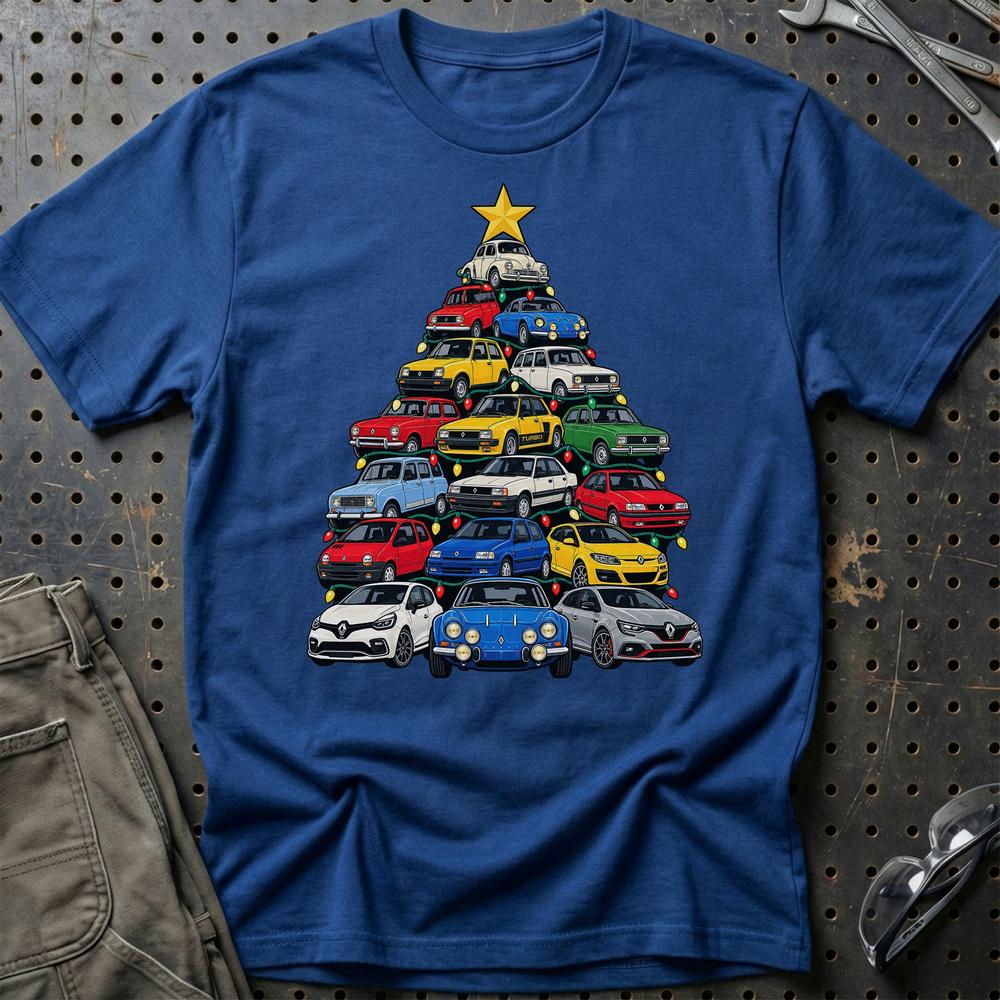 Renault Juletræ T-Shirt-Beklædning-Renault-Blå Royal-S-Garage Culture Shop- garage - man cave - merchandise