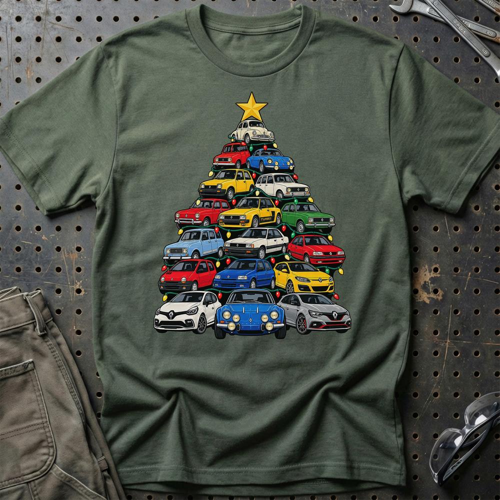 Renault Juletræ T-Shirt-Beklædning-Renault-Grøn Militær-S-Garage Culture Shop- garage - man cave - merchandise