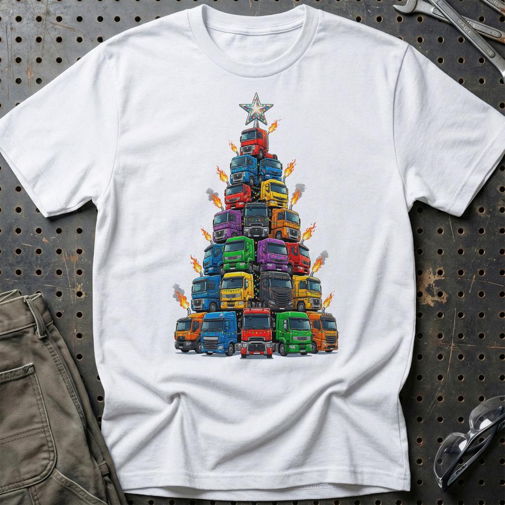 Renault Lastbil Juletræ Christmas Tree T-Shirt-Beklædning-Renault-Hvid-S-Garage Culture Shop- garage - man cave - merchandise