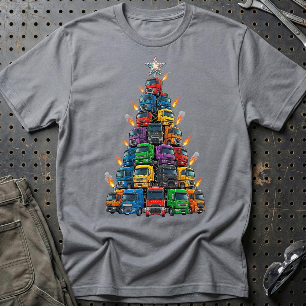 Renault Lastbil Juletræ Christmas Tree T-Shirt-Beklædning-Renault-Grå Sport-S-Garage Culture Shop- garage - man cave - merchandise