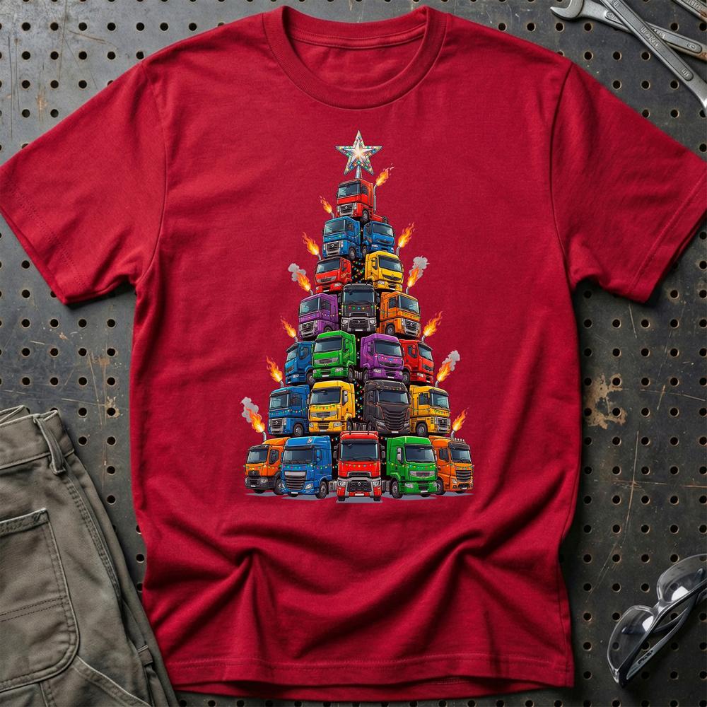 Renault Lastbil Juletræ Christmas Tree T-Shirt-Beklædning-Renault-Rød-S-Garage Culture Shop- garage - man cave - merchandise