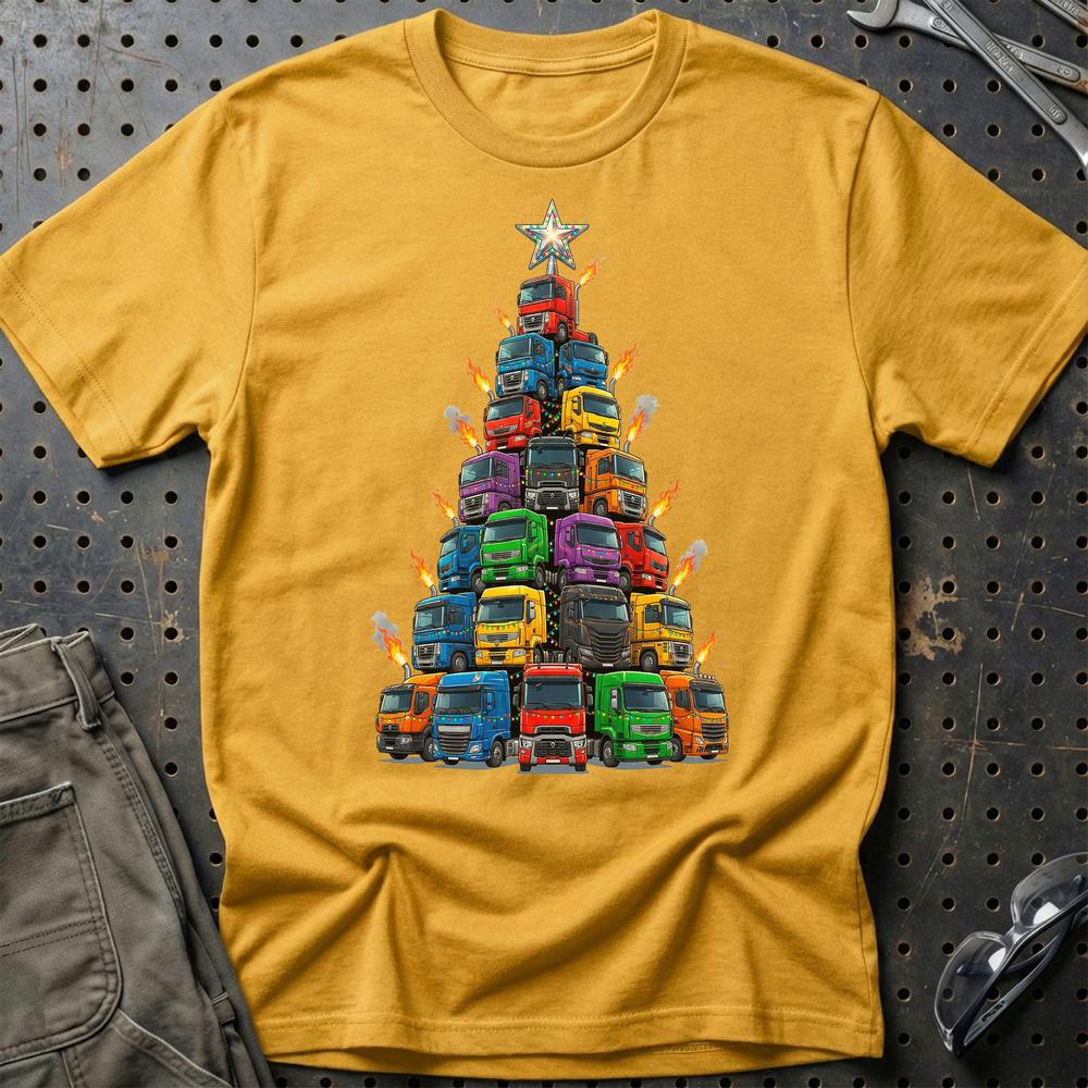 Renault Lastbil Juletræ Christmas Tree T-Shirt-Beklædning-Renault-Guld-S-Garage Culture Shop- garage - man cave - merchandise
