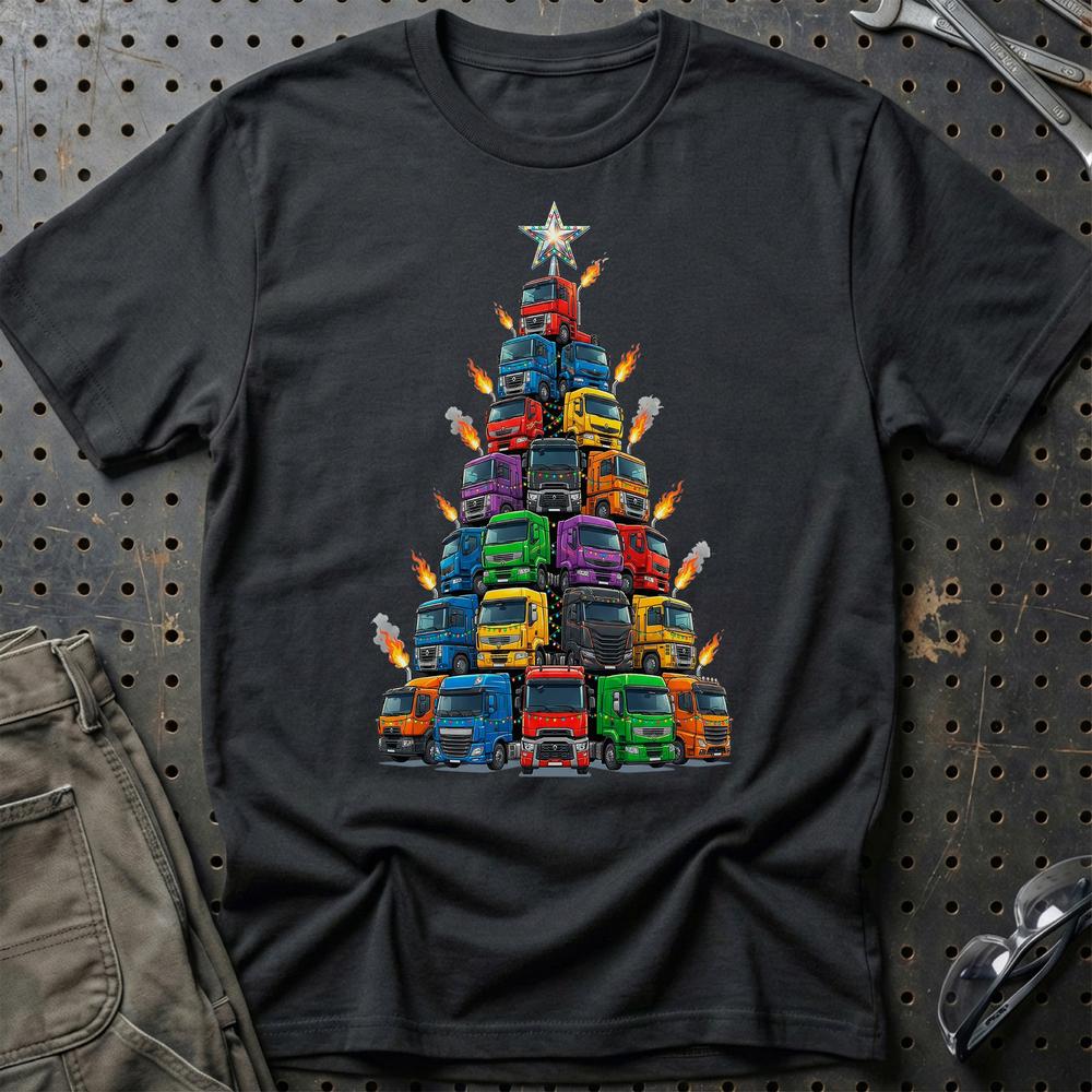 Renault Lastbil Juletræ Christmas Tree T-Shirt-Beklædning-Renault-Sort-S-Garage Culture Shop- garage - man cave - merchandise