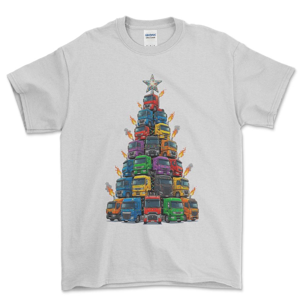 Renault Lastbil Juletræ Christmas Tree - Unisex T-Shirt-Beklædning-Renault-Hvid-S-Forside-Garage Culture Shop- garage - man cave - merchandise