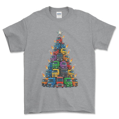 Renault Lastbil Juletræ Christmas Tree - Unisex T-Shirt-Beklædning-Renault-Grå Sport-S-Forside-Garage Culture Shop- garage - man cave - merchandise