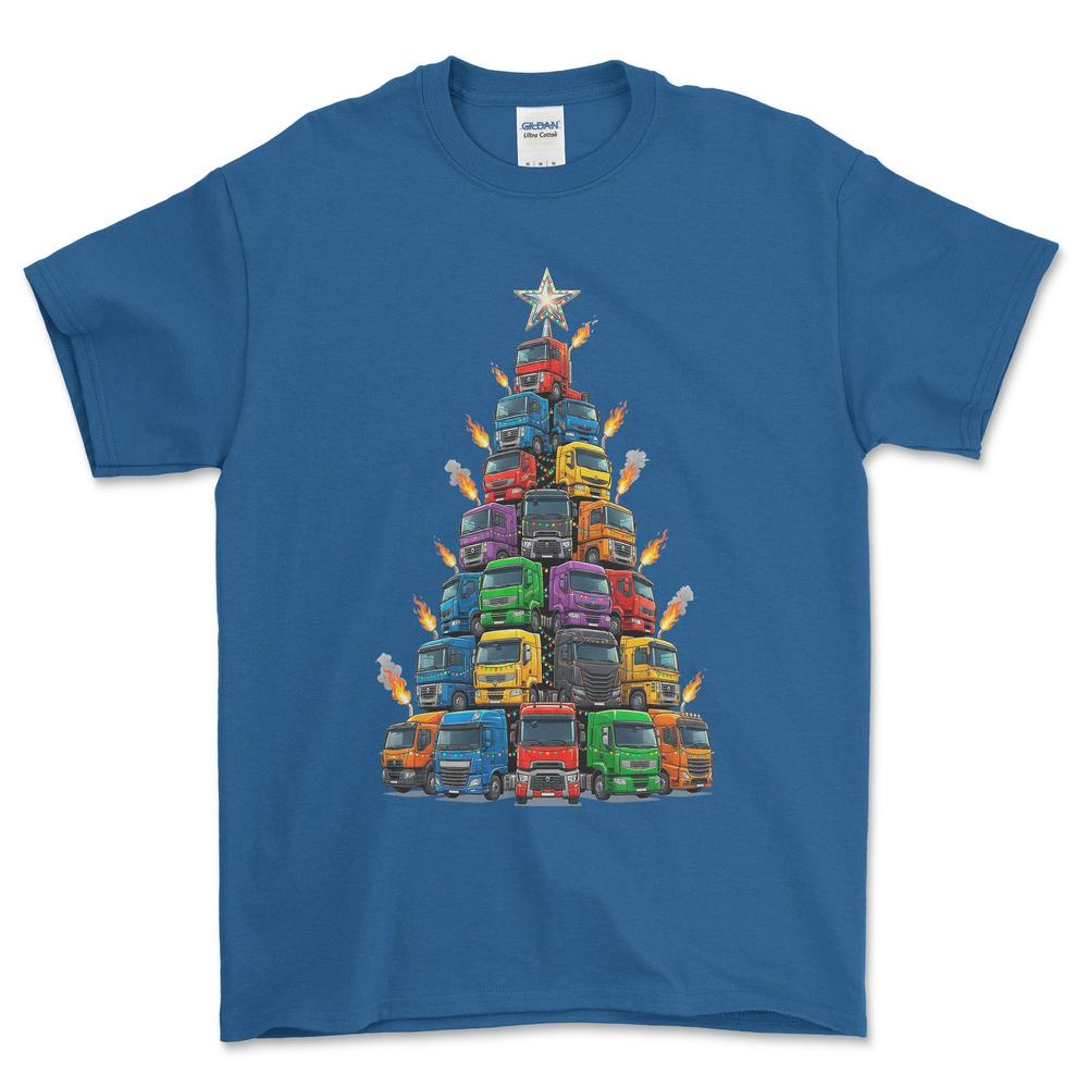 Renault Lastbil Juletræ Christmas Tree - Unisex T-Shirt-Beklædning-Renault-Blå Royal-S-Forside-Garage Culture Shop- garage - man cave - merchandise