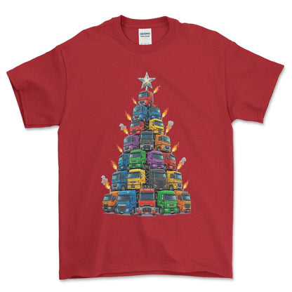 Renault Lastbil Juletræ Christmas Tree - Unisex T-Shirt-Beklædning-Renault-Rød-S-Forside-Garage Culture Shop- garage - man cave - merchandise