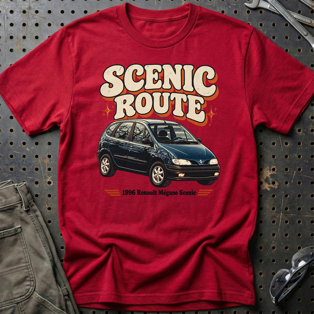 
Renault Mégane Scenic 1996 – Scenic Route T-Shirt – Rød