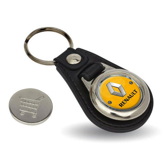 Renault - Nøglering med Indkøbsvognsmønt – Metal & Kunstlæder-Nøglering-Renault-Garage Culture Shop- garage - man cave - merchandise