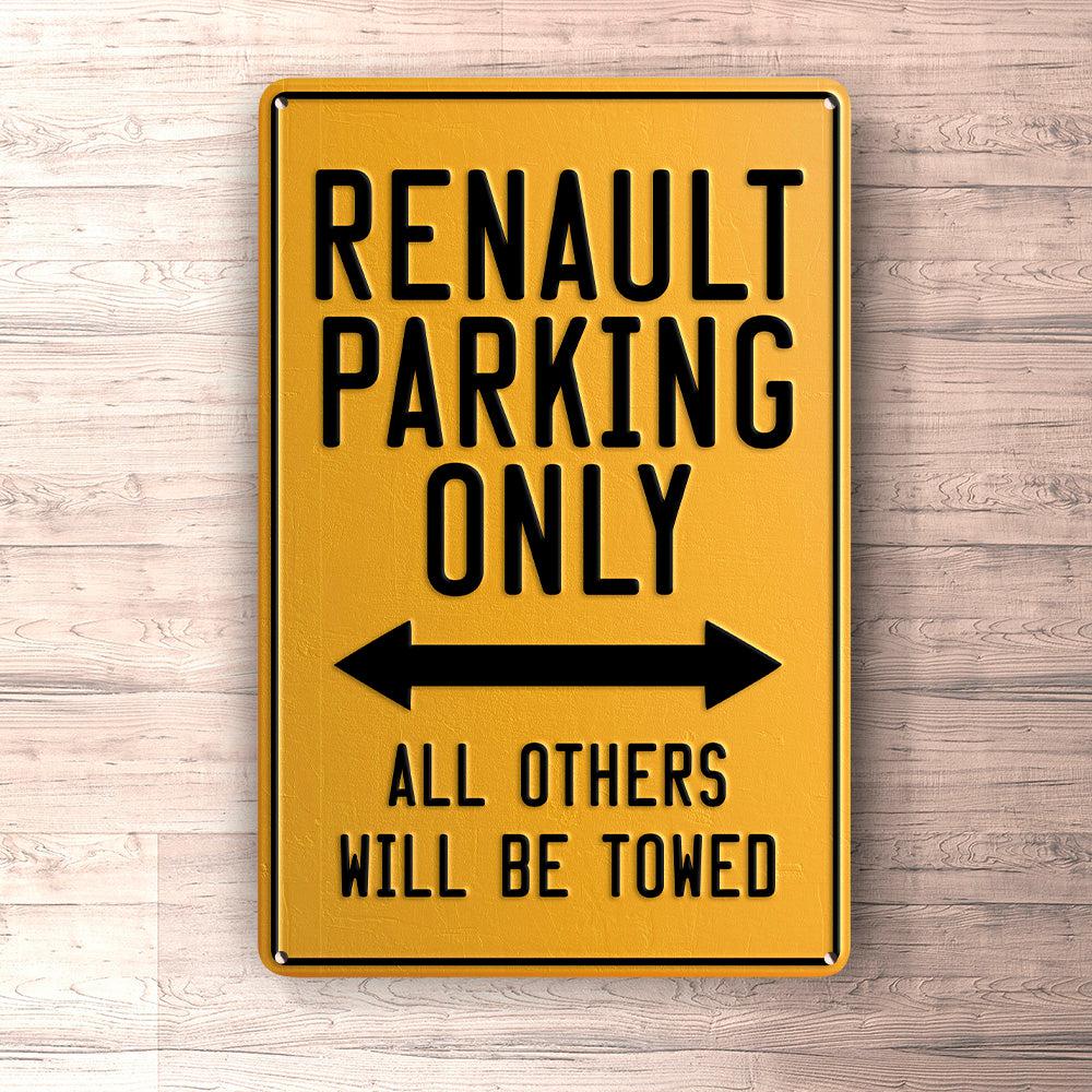 Renault Parking Only Skilte, Musemåtte, Dørmåtte-Parking skilte-Renault-Garage Culture Shop- garage - man cave - merchandise