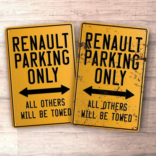 Renault Parking Only Skilte, Musemåtte, Dørmåtte-Parking skilte-Renault-Garage Culture Shop- garage - man cave - merchandise
