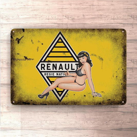 Renault Pin-Up Vintage Skilte, Musemåtte, Dørmåtte-Skilte-Renault-Garage Culture Shop- garage - man cave - merchandise