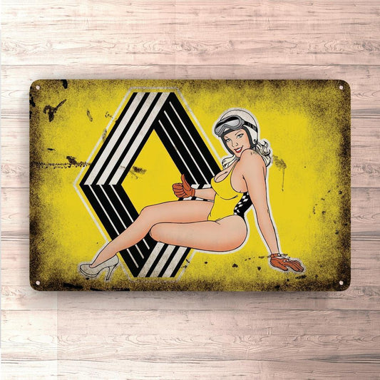 Renault Pin-Up Vintage Skilte, Musemåtte, Dørmåtte-Skilte-Renault-Garage Culture Shop- garage - man cave - merchandise
