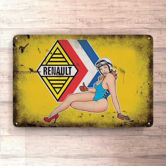 Renault Pin-Up Vintage Skilte, Musemåtte, Dørmåtte-Skilte-Renault-Garage Culture Shop- garage - man cave - merchandise