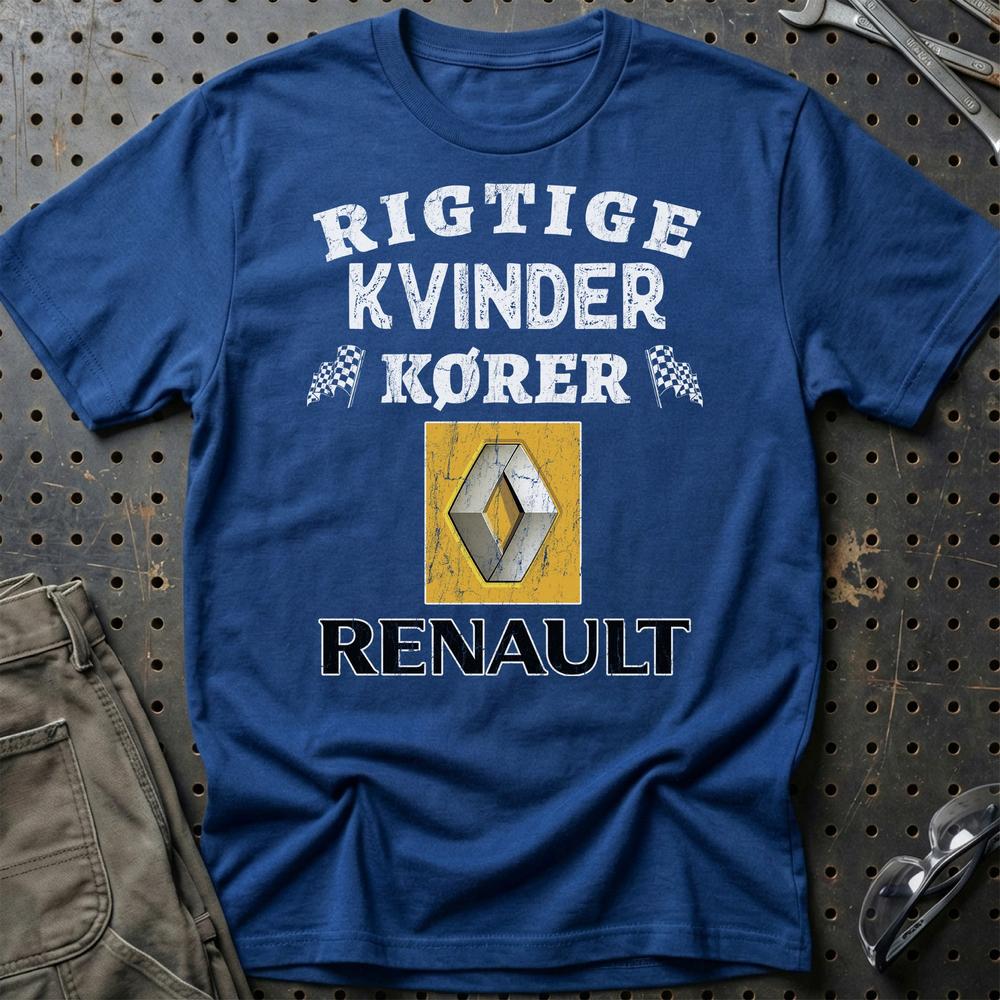 Renault Rigtige Kvinder Kører T-Shirt-Beklædning-Renault-Blå Royal-S-Garage Culture Shop- garage - man cave - merchandise