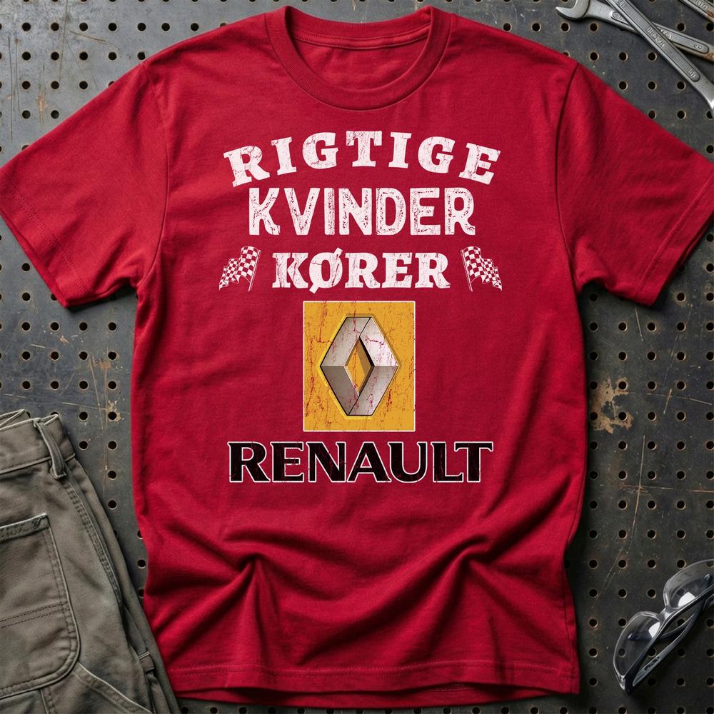 Renault Rigtige Kvinder Kører T-Shirt-Beklædning-Renault-Rød-S-Garage Culture Shop- garage - man cave - merchandise