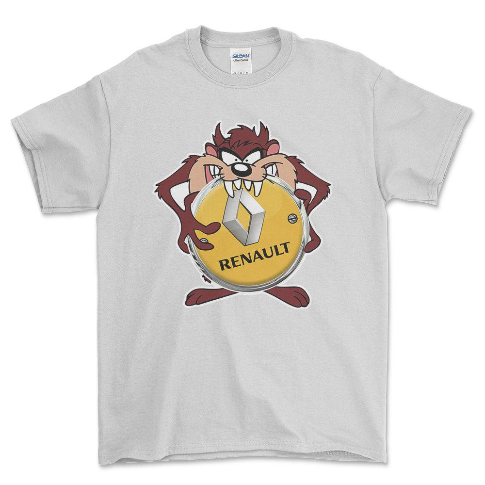 Renault TAZ Unisex T-Shirt , Bomuld-Beklædning-Renault-Hvid-S-Forside-Garage Culture Shop- garage - man cave - merchandise