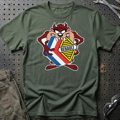 Renault TAZ Unisex T-Shirt , Bomuld-Beklædning-Renault-Grøn Militær-S-Garage Culture Shop- garage - man cave - merchandise