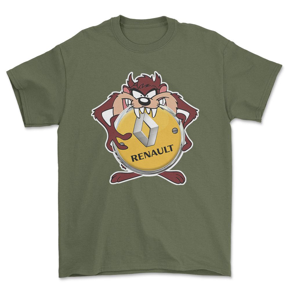 Renault TAZ Unisex T-Shirt , Bomuld-Beklædning-Renault-Grøn Militær-S-Forside-Garage Culture Shop- garage - man cave - merchandise