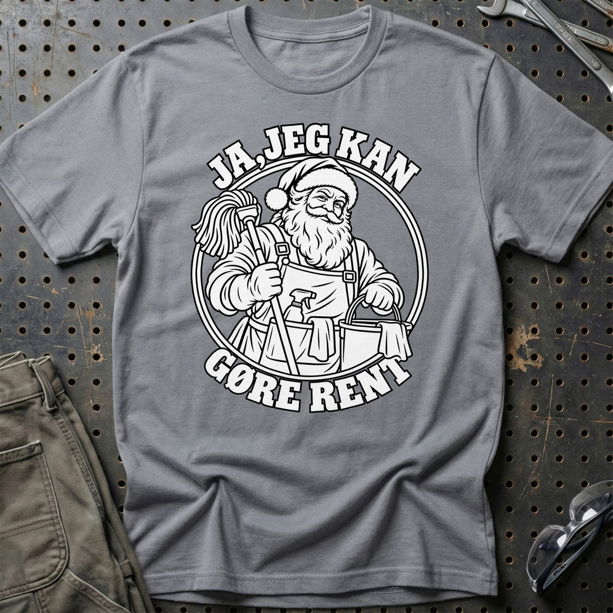 
Rengøringsassistent – Santa Kan Det – Jul T-Shirt – Grå Sport