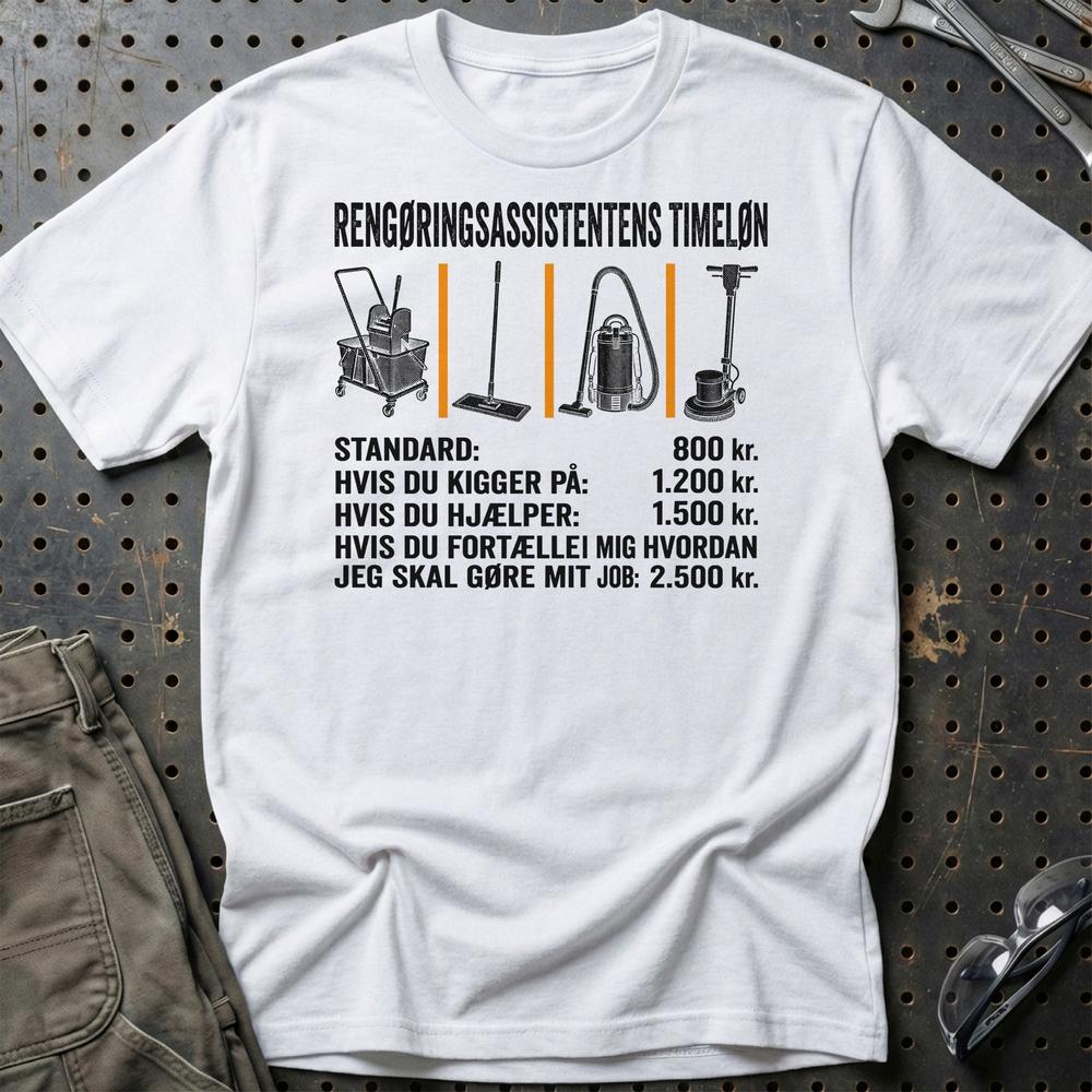 
Produktbillede af Rengøringsassistentens Timeløn T-Shirt