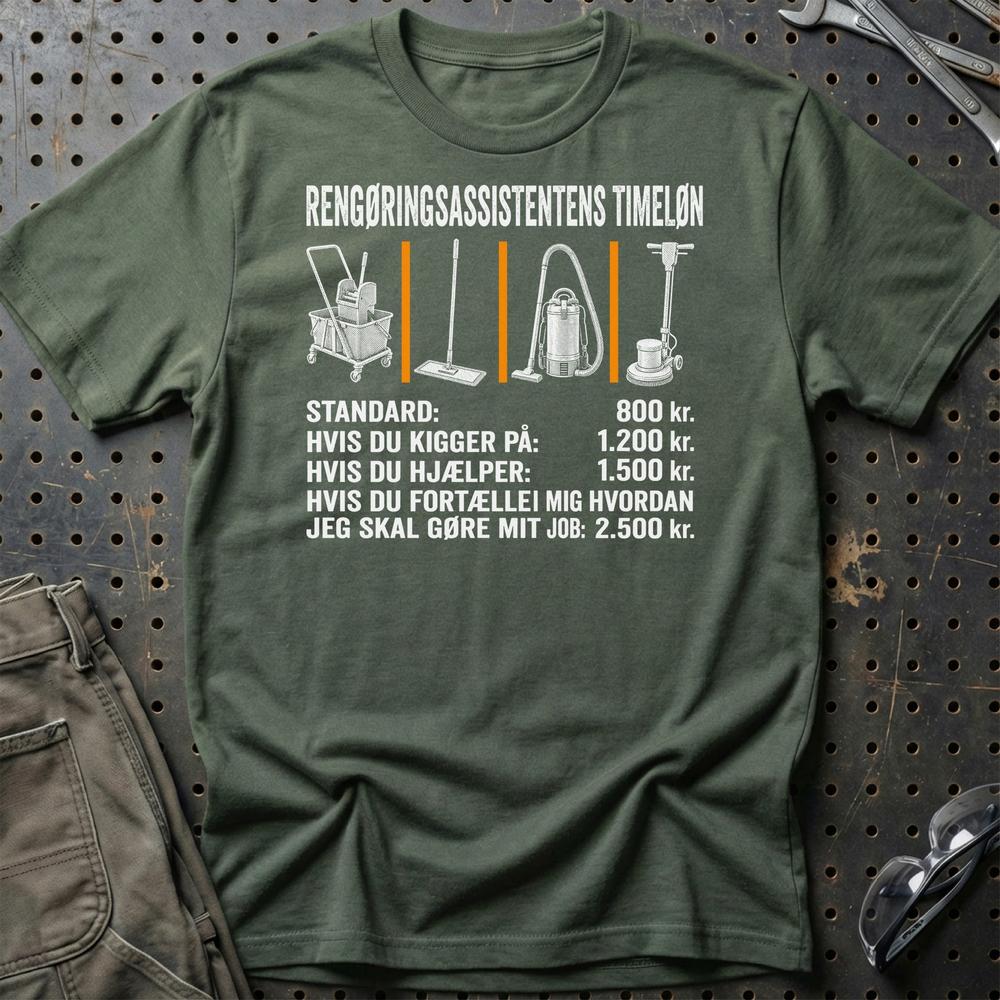 
Produktbillede af Rengøringsassistentens Timeløn T-Shirt