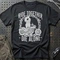 Ride Together Die Alone T-Shirt-Beklædning-Garage Culture-Sort-S-Garage Culture Shop- garage - man cave - merchandise