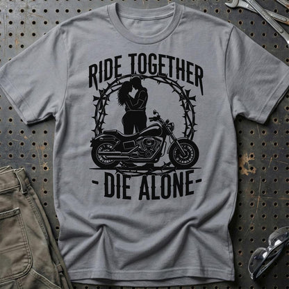 Ride Together Die Alone – Unisex T-Shirt , Bomuld-Beklædning-Garage Culture-Grå Sport-S-Garage Culture Shop- garage - man cave - merchandise