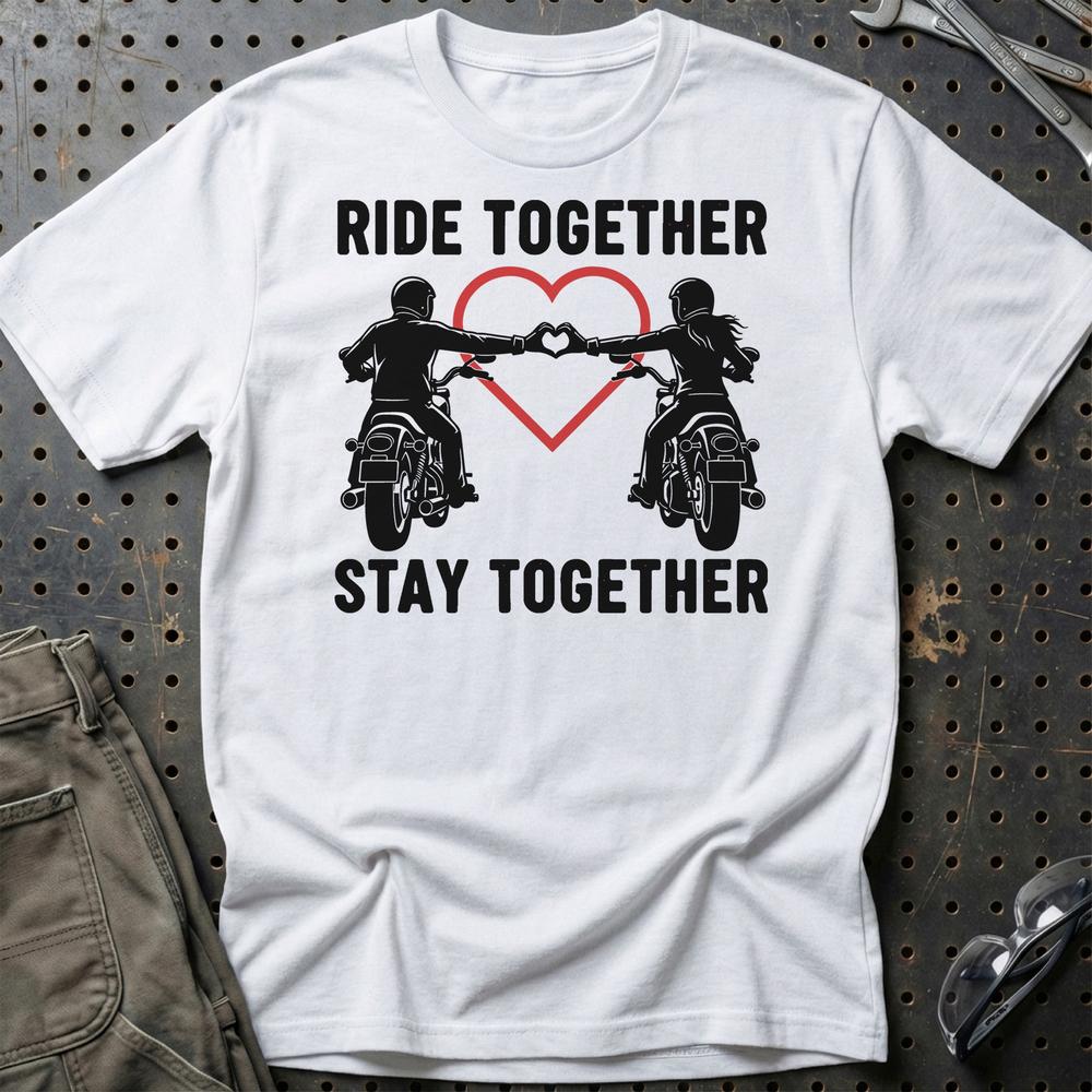 Ride Together Stay Together – Unisex T-Shirt , Bomuld-Beklædning-Garage Culture-Hvid-S-Garage Culture Shop- garage - man cave - merchandise