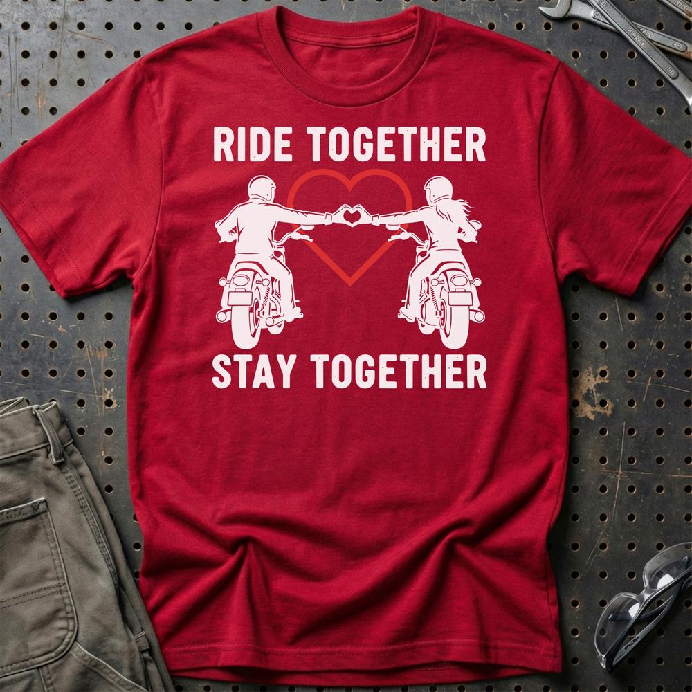 Ride Together Stay Together – Unisex T-Shirt , Bomuld-Beklædning-Garage Culture-Rød-S-Garage Culture Shop- garage - man cave - merchandise