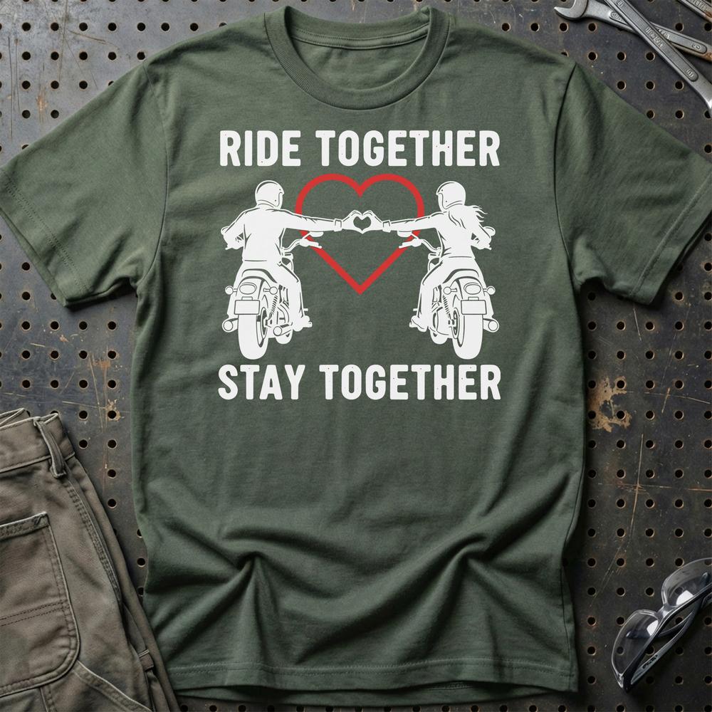 Ride Together Stay Together – Unisex T-Shirt , Bomuld-Beklædning-Garage Culture-Grøn Militær-S-Garage Culture Shop- garage - man cave - merchandise